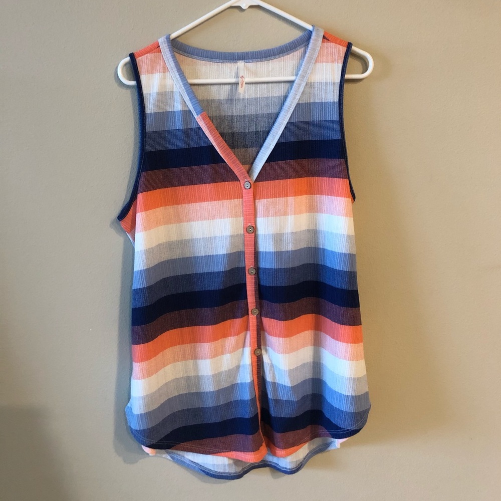 My Story Button Up V-Neck Sleeveless Blouse